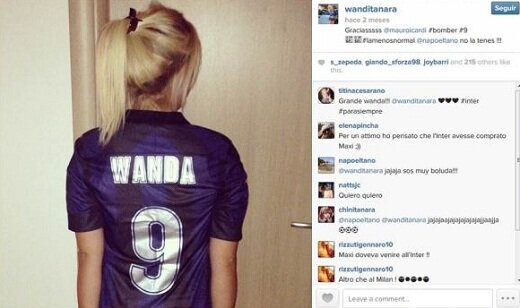 La foto de Wanda Nara con la camiseta de Mauro Icardi